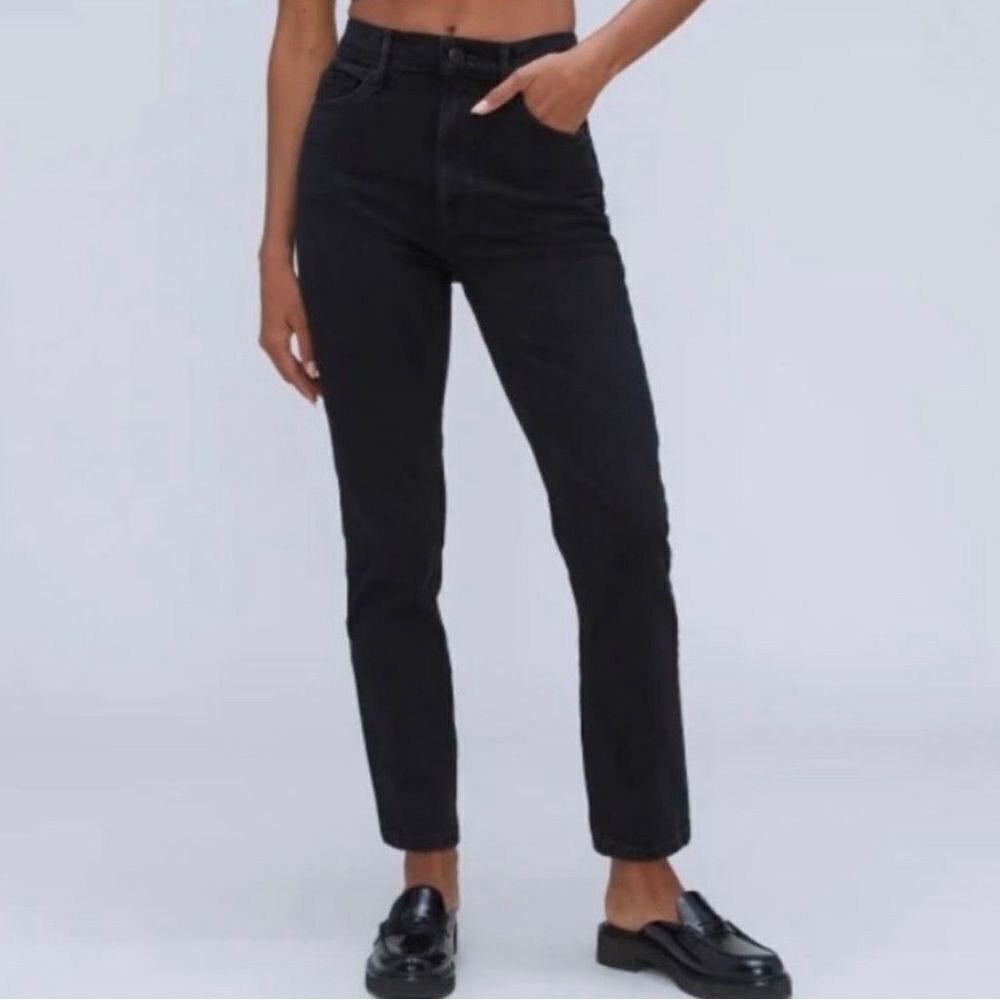 Everlane high rise slim‎ straight jeans sz 25 button fly black
